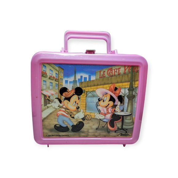 Vintage Mickey & Minnie Mouse Le Cafe Aladdin Plastic Lunchbox - Picture 1 of 11